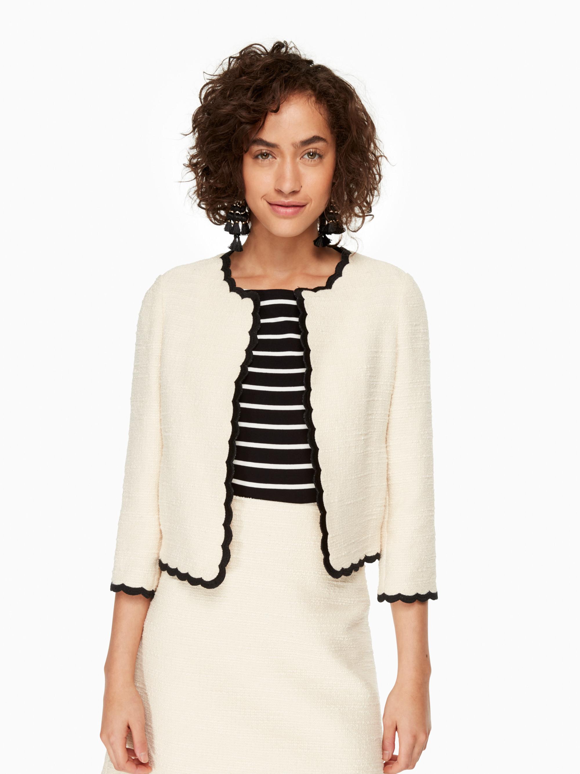 Kate Spade Scallop Tweed Jacket in Natural Lyst